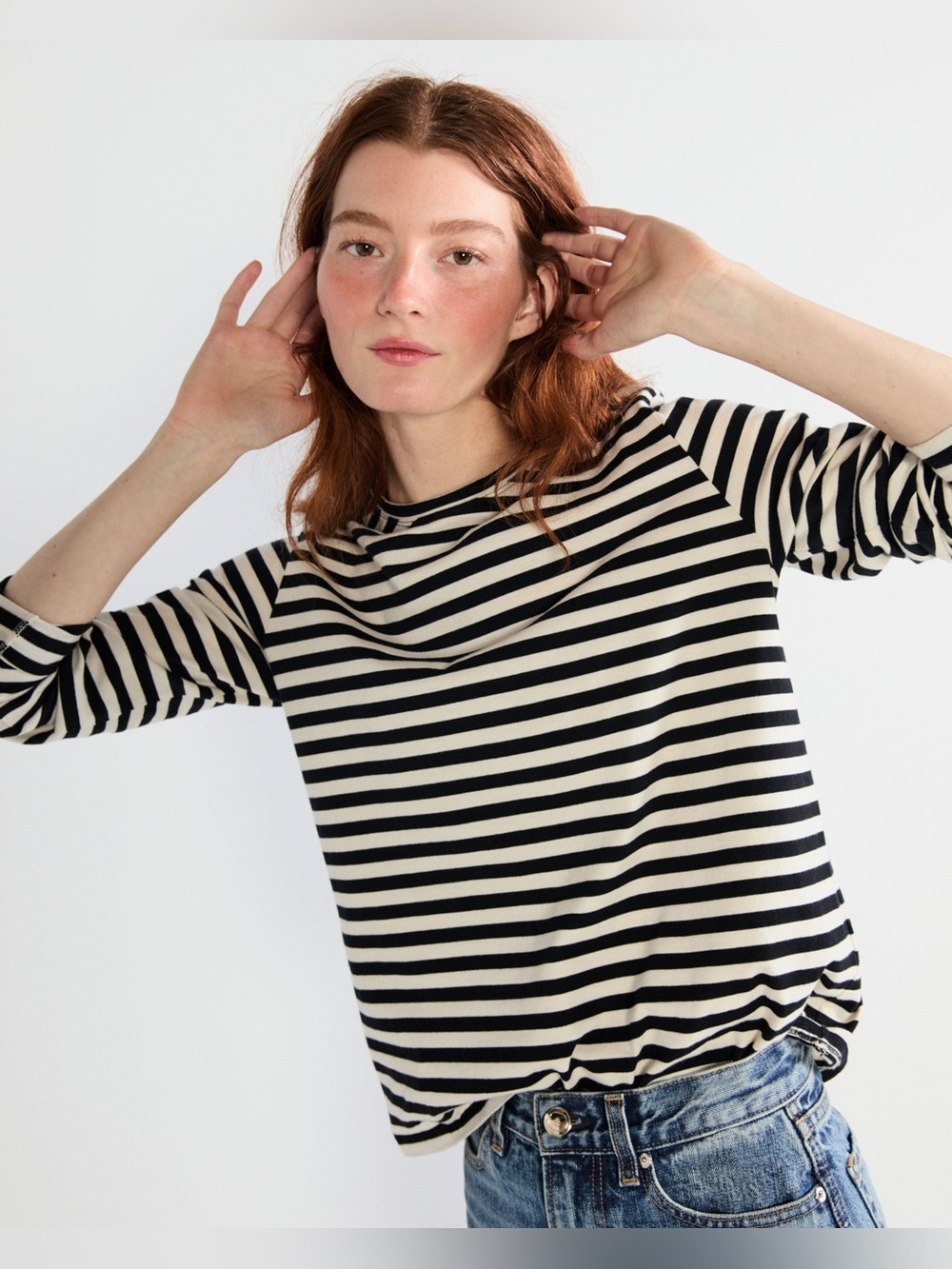 Kule - THE STRIPED MODERN LONG in Black/Cream